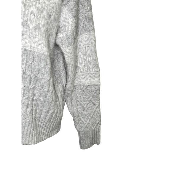 Rachel Zoe Gray White Cableknit Long Sleeve Turtleneck Sweater - Picture 3 of 7